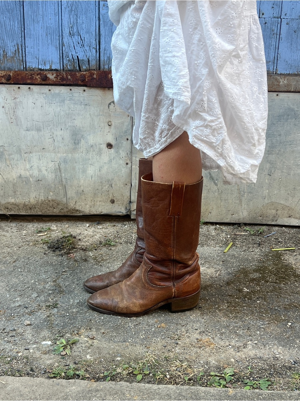 Frye Brown Leather Vintage French Cowboy Boots